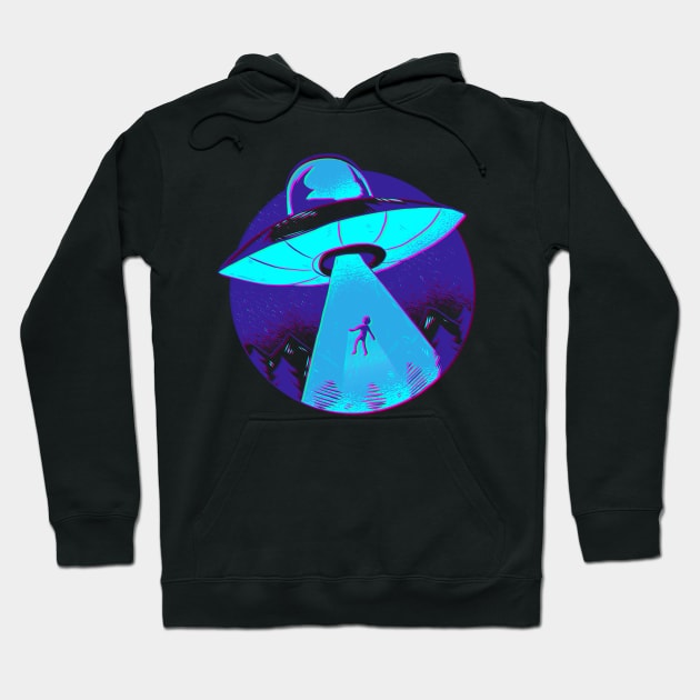 UFO Abduction Flying Saucer Graphic Hoodie by UNDERGROUNDROOTS